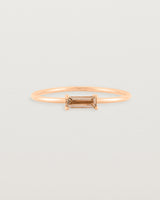 Front view of the Horizontal Baguette Ring | Smokey Quartz in Rose Gold.