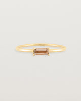 Front view of the Horizontal Baguette Ring | Smokey Quartz in Yellow Gold.