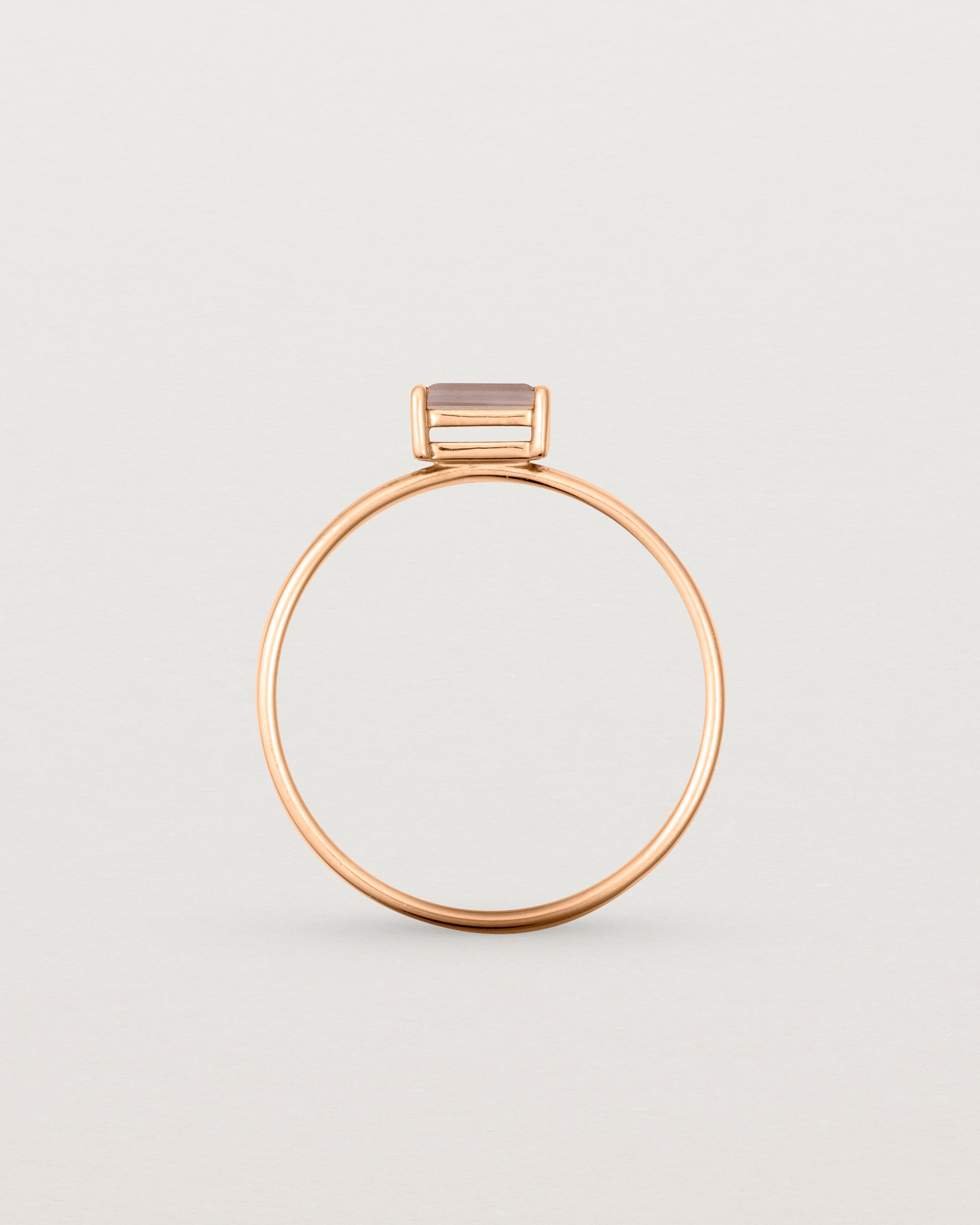 Standing view of the Horizontal Baguette Ring | Smokey Quartz in Rose Gold.