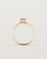 Standing view of the Horizontal Baguette Ring | Smokey Quartz in Yellow Gold.