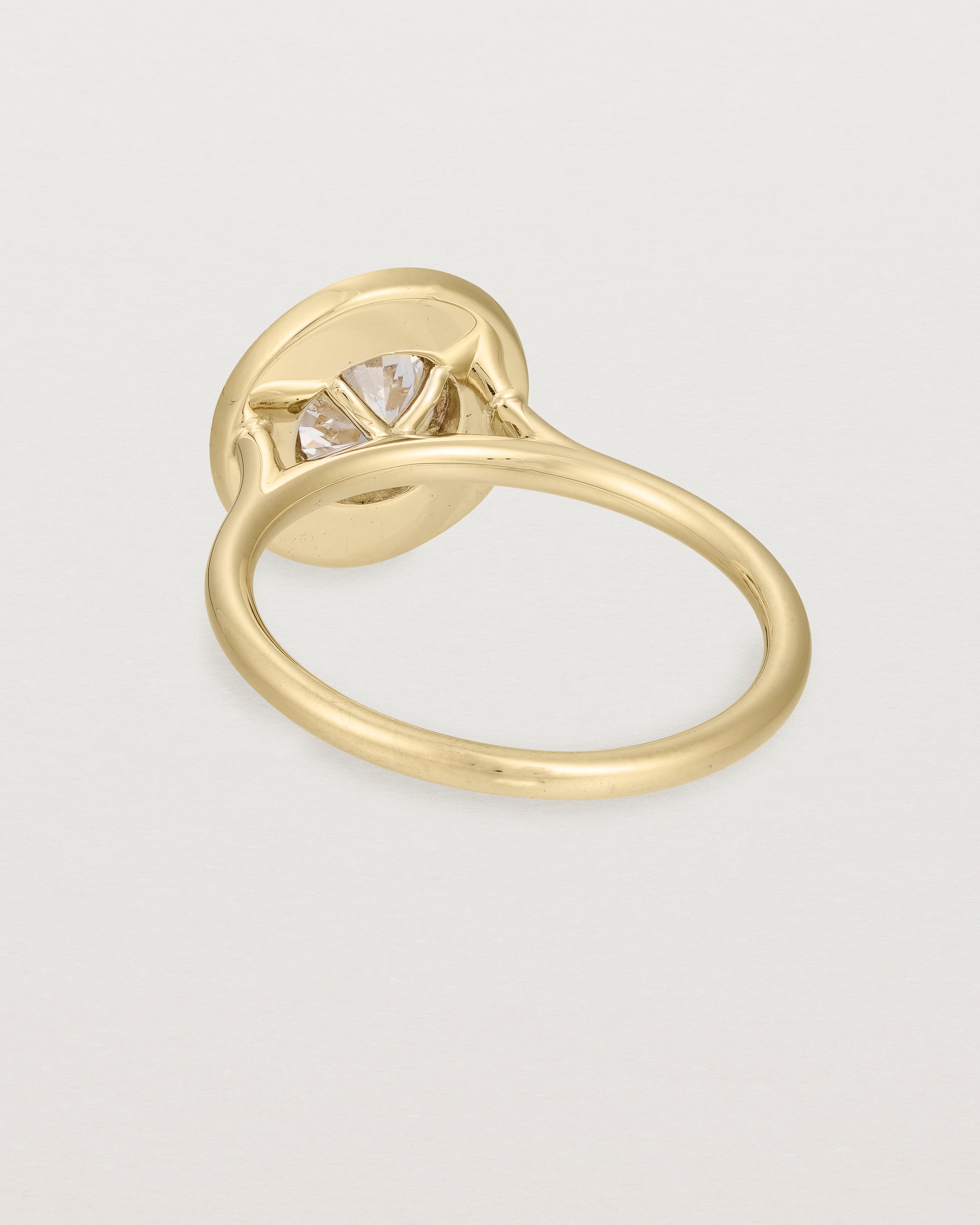 Back view of the Imogen Halo Ring | Laboratory Grown Diamonds in Yellow Gold.