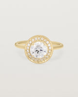 Front view of the Imogen Halo Ring | Laboratory Grown Diamonds in Yellow Gold.