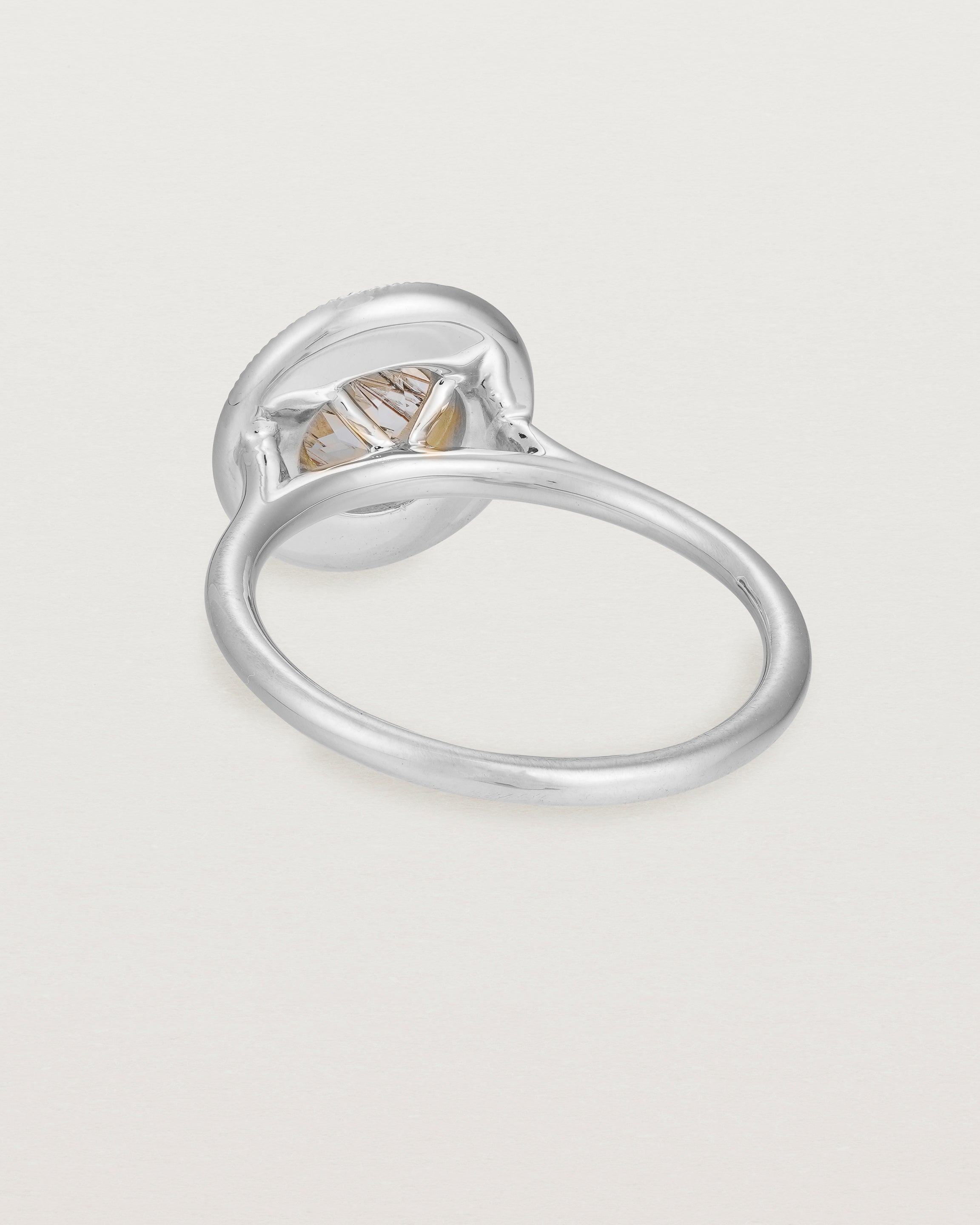 Back view of the Imogen Halo Ring | Rutilated Quartz & Diamonds in White Gold.