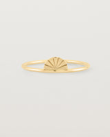 Front view of the Jia Ring in Yellow Gold.