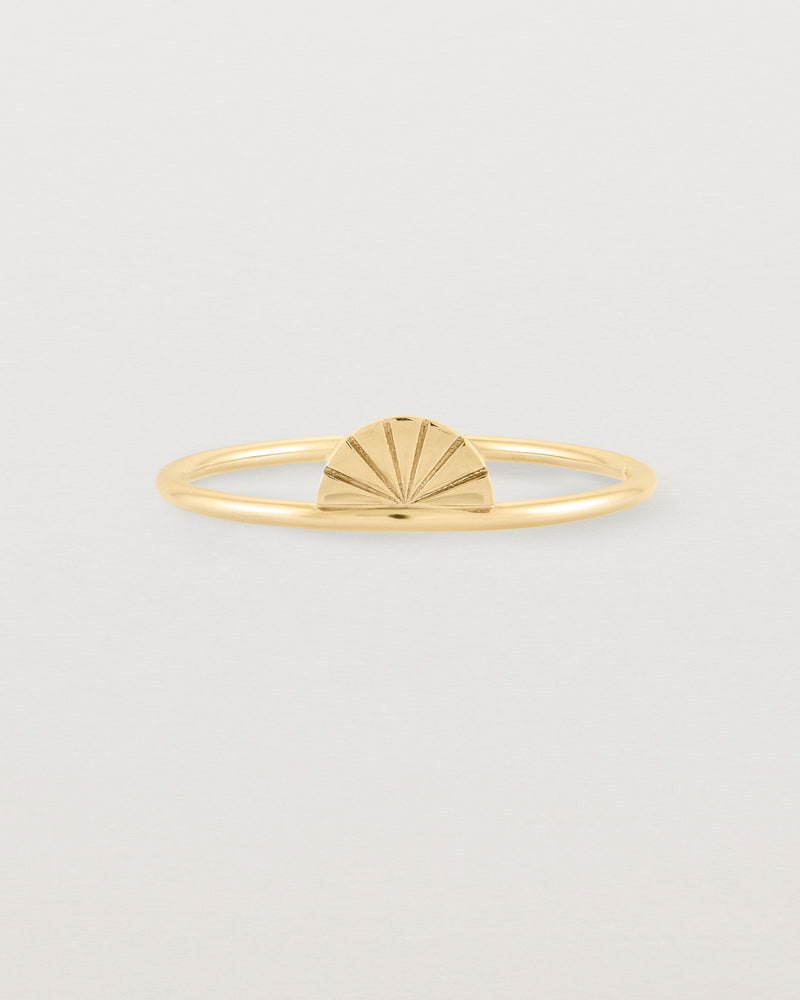 Front view of the Jia Ring in Yellow Gold.