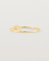 Angled view of the Jia Ring in Yellow Gold.