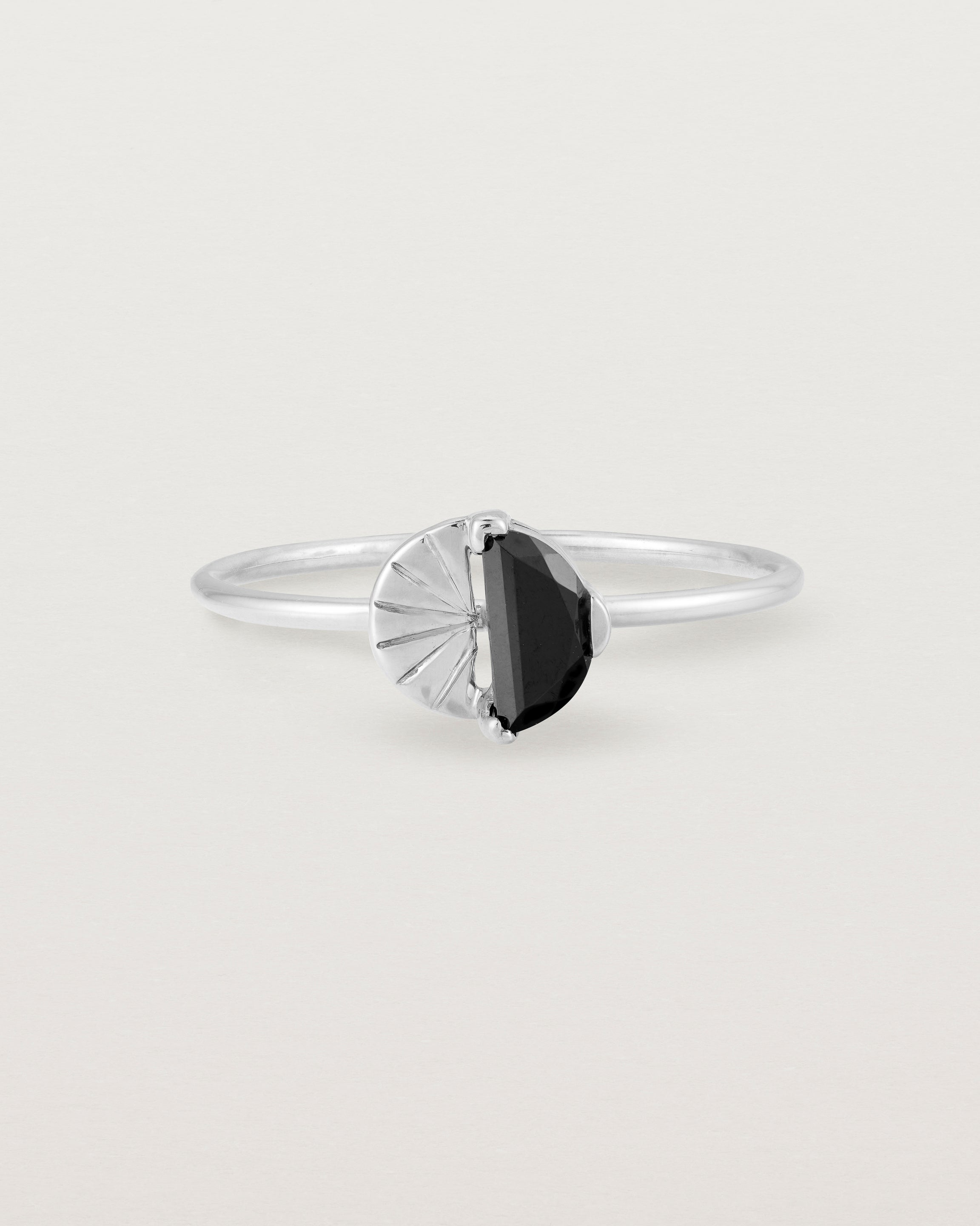 Front view of the Jia Stone Ring | Black Spinel in Strerling Silver.