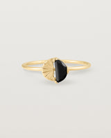 Front view of the Jia Stone Ring | Black Spinel in Yellow Gold.