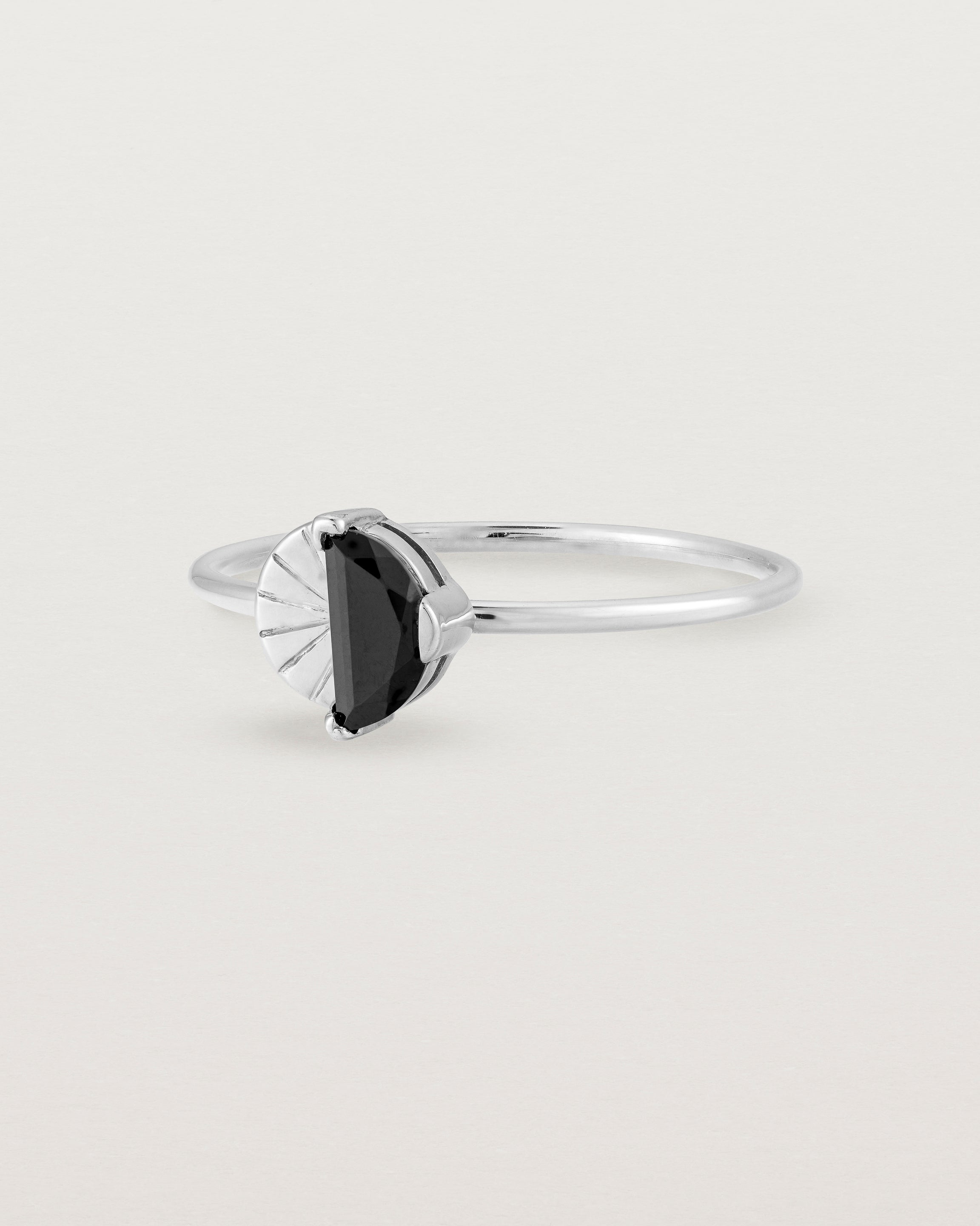 Angled view of the Jia Stone Ring | Black Spinel in Sterling Silver.