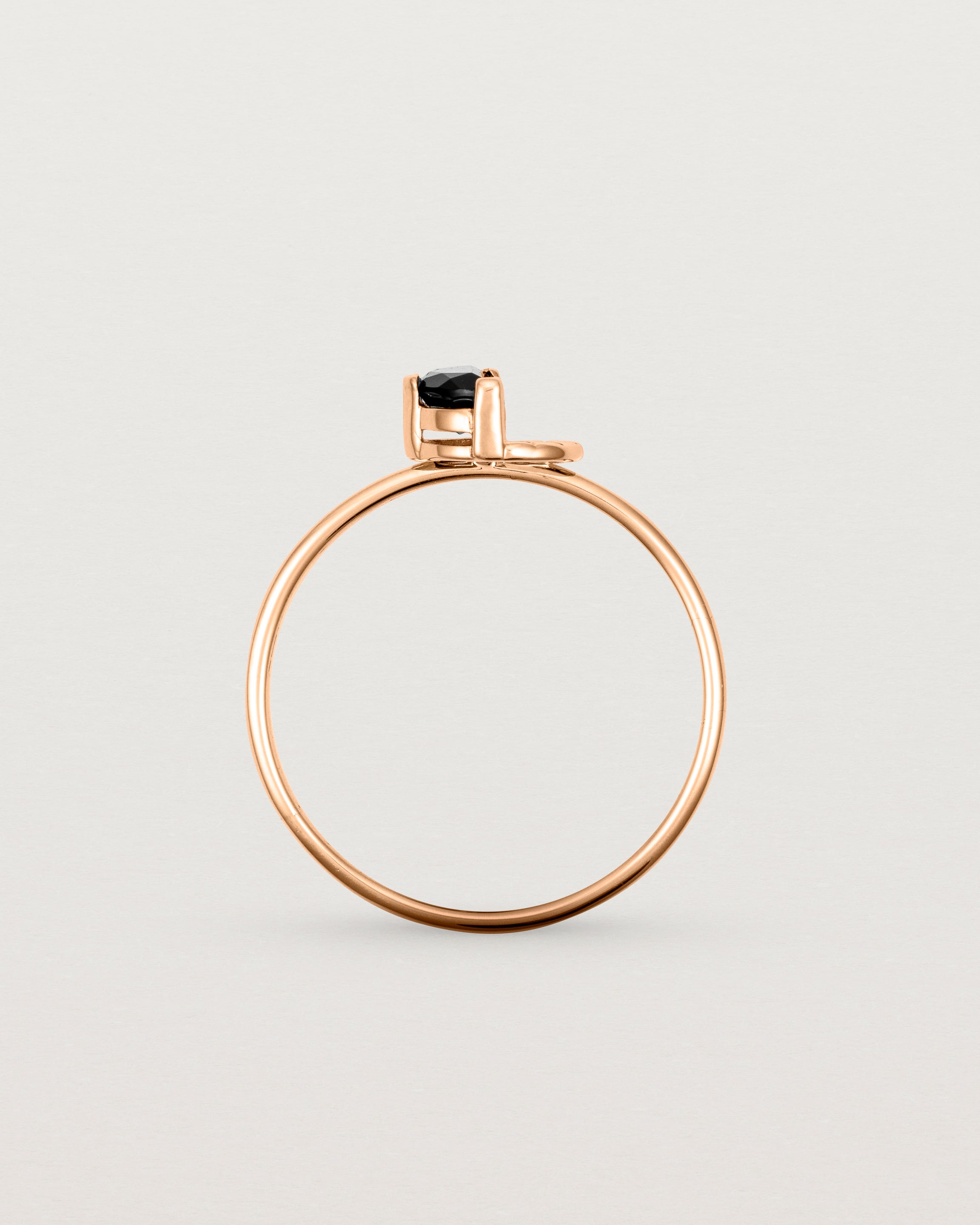 Standing view of the Jia Stone Ring | Black Spinel in Rose Gold.