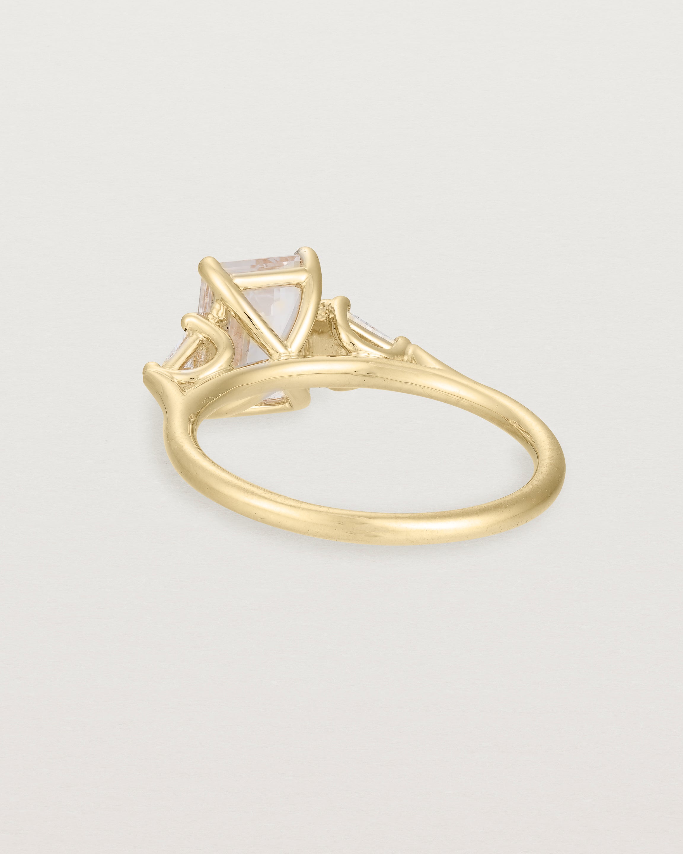 Back view of the Lille Ring | Morganite & Diamonds in Yellow Gold.