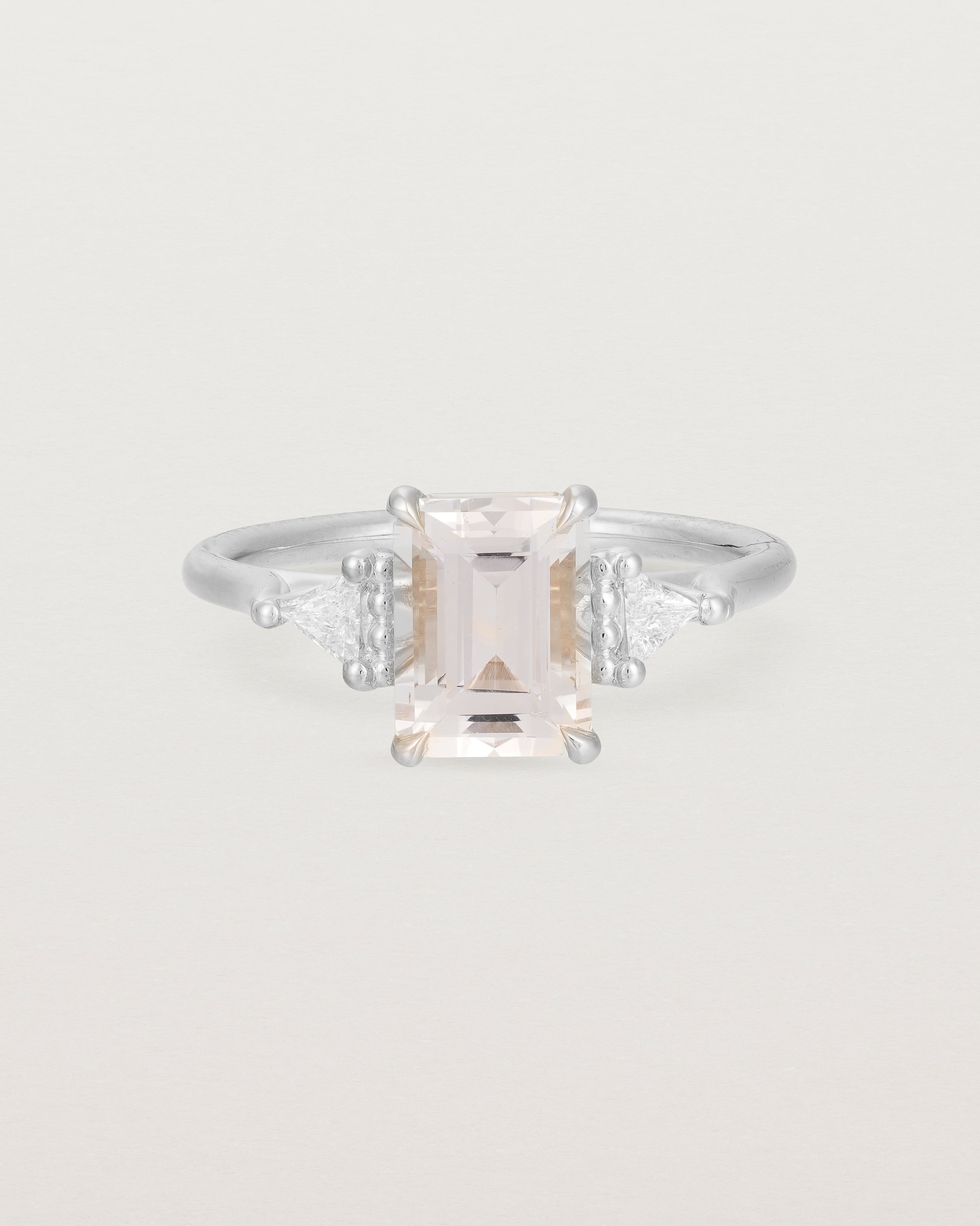 Front view of the Lille Ring | Morganite & Diamonds in White Gold.