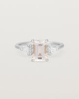 Front view of the Lille Ring | Morganite & Diamonds in White Gold.