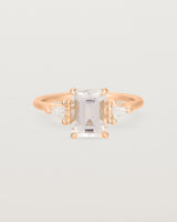 Front view of the Lille Ring | Morganite & Diamonds in Rose Gold.