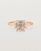 Front view of the Lille Ring | Rutilated Quartz & Diamonds | Rose Gold. 