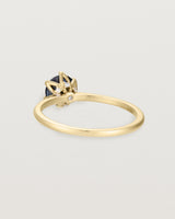 Angled view of the Mandala Solitaire Ring | Australian Sapphire & Diamonds | Yellow Gold.