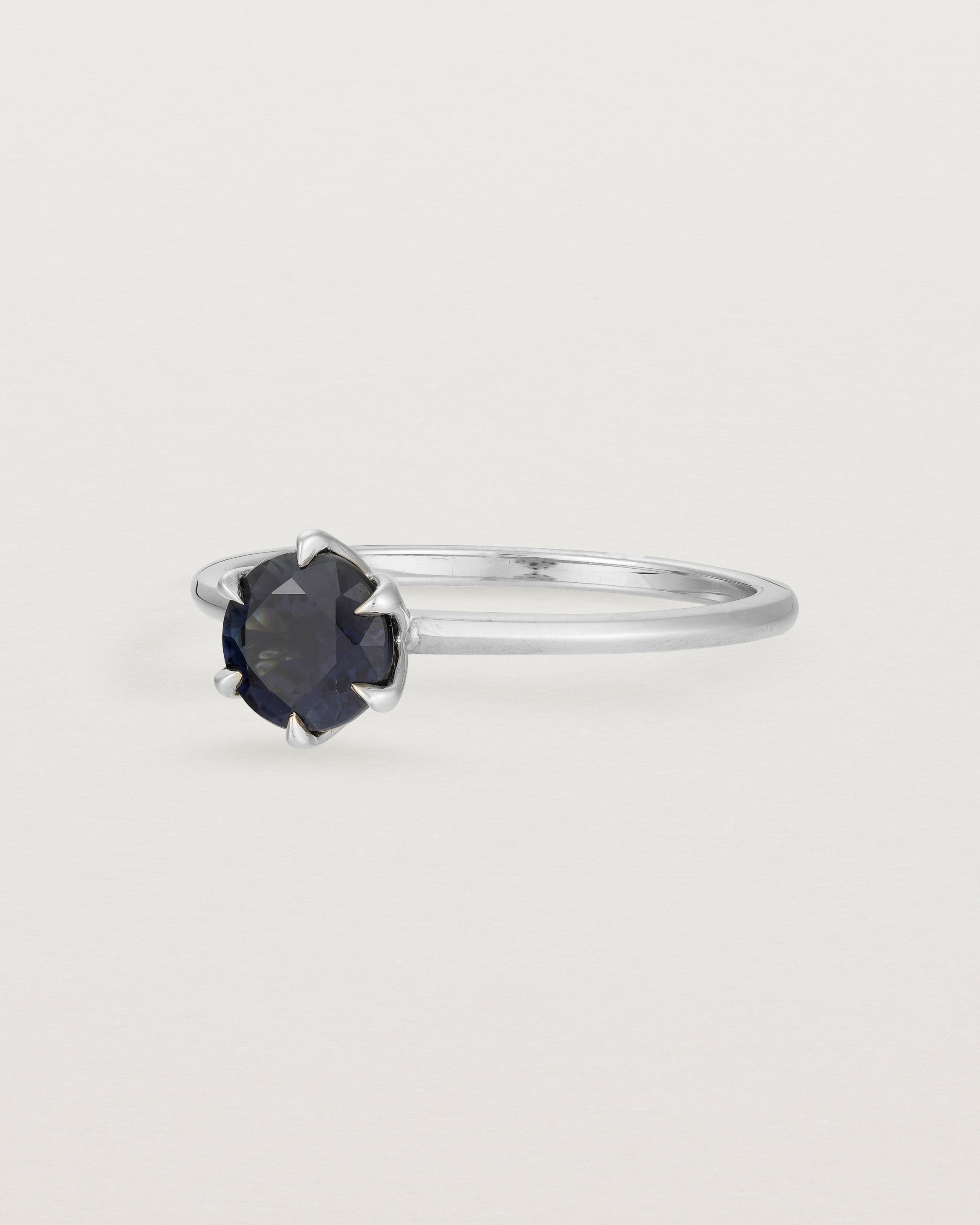 Angled view of the Mandala Solitaire Ring | Australian Sapphire & Diamonds | White Gold.