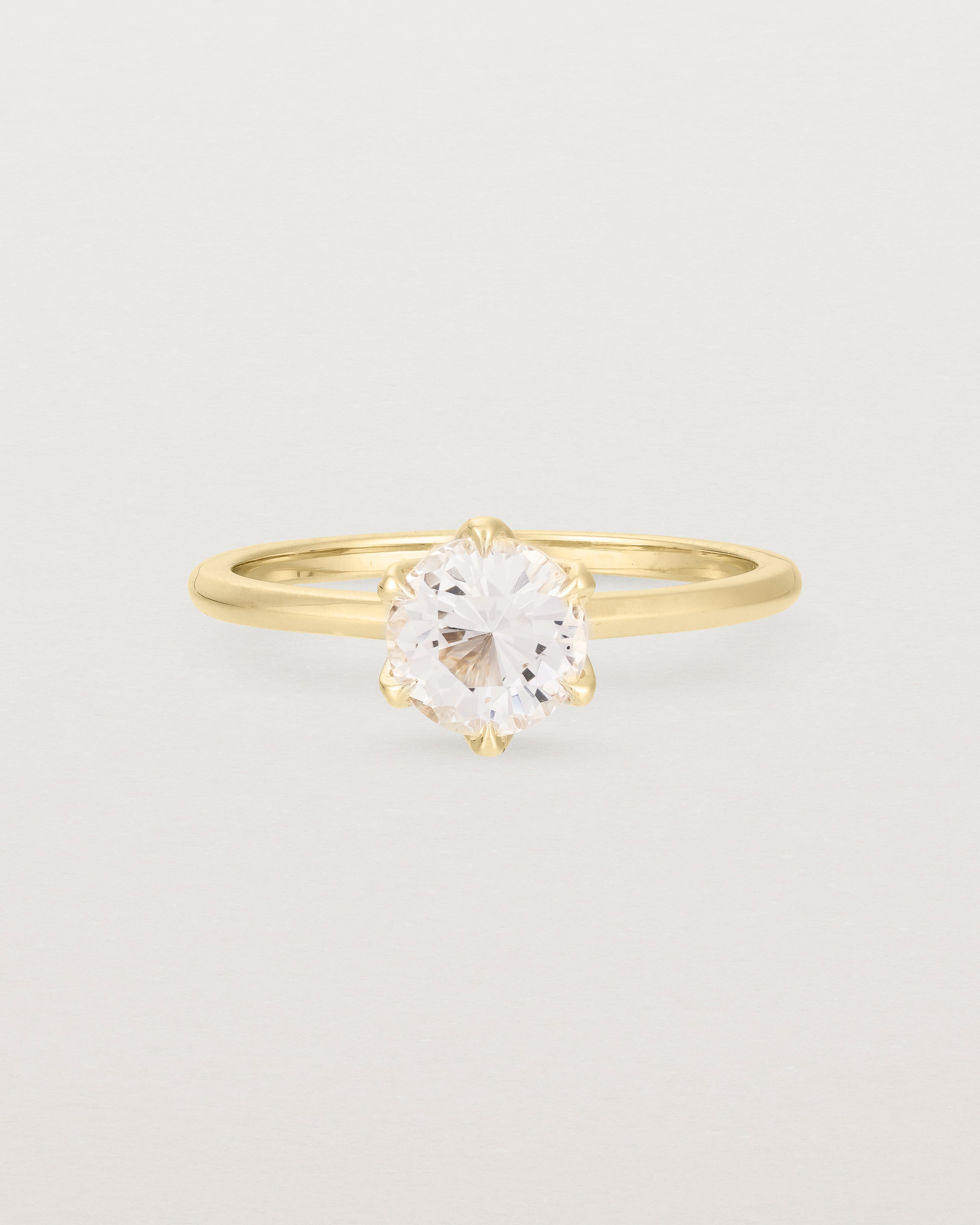 Front view of the Mandala Solitaire Ring | Morganite & Diamonds | Yellow Gold.