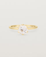 Front view of the Mandala Solitaire Ring | Morganite & Diamonds | Yellow Gold.