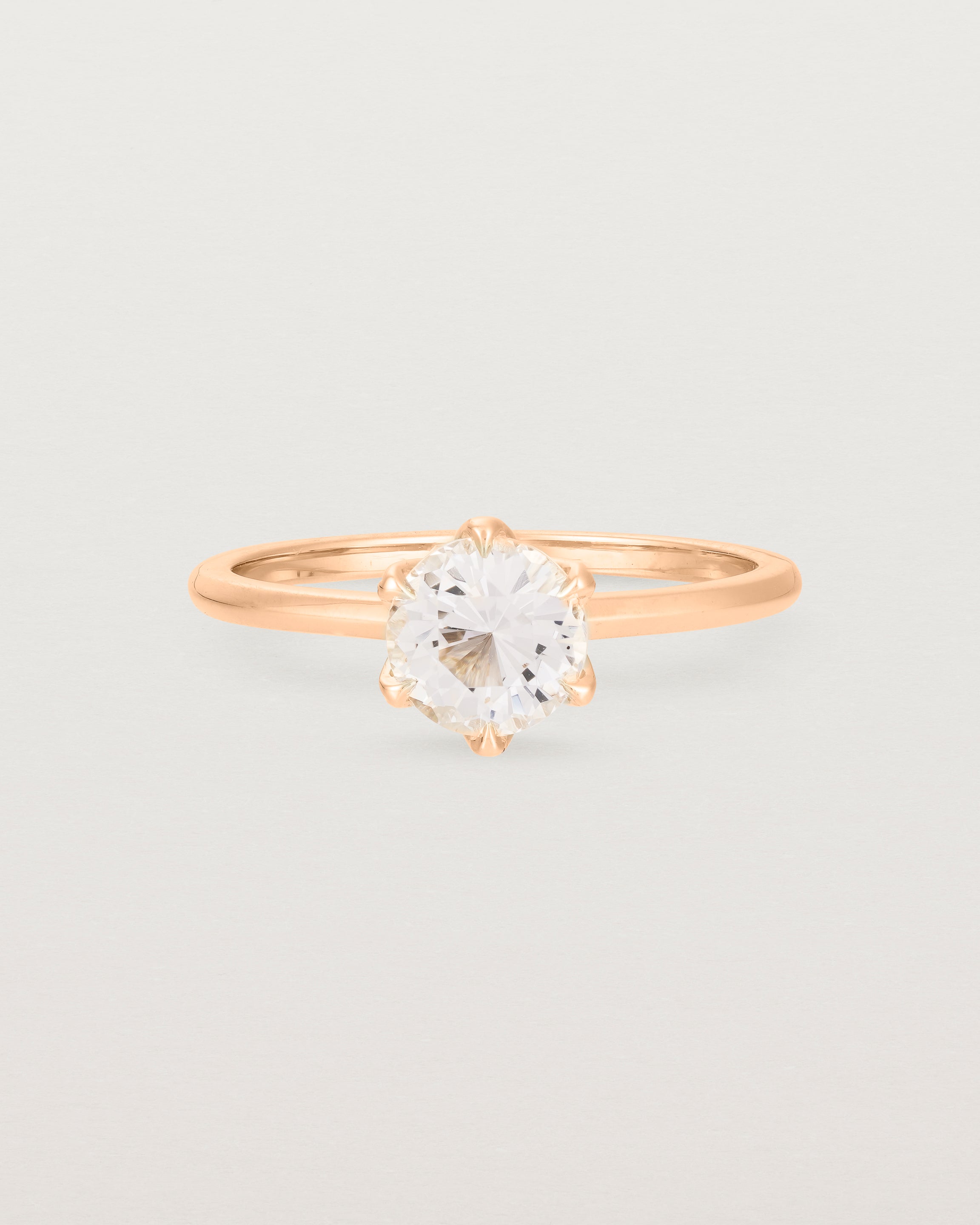 Front view of the Mandala Solitaire Ring | Morganite & Diamonds | Rose Gold. 