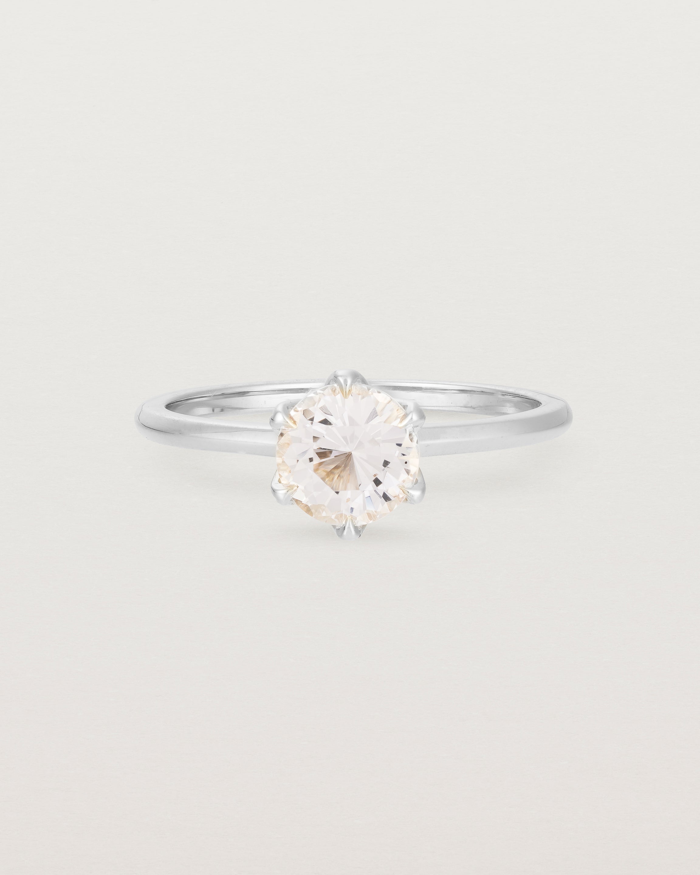 Front view of the Mandala Solitaire Ring | Morganite & Diamonds | White Gold.