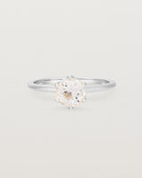 Front view of the Mandala Solitaire Ring | Morganite & Diamonds | White Gold.