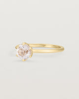 Angled view of the Mandala Solitaire Ring | Morganite & Diamonds | Yellow Gold.