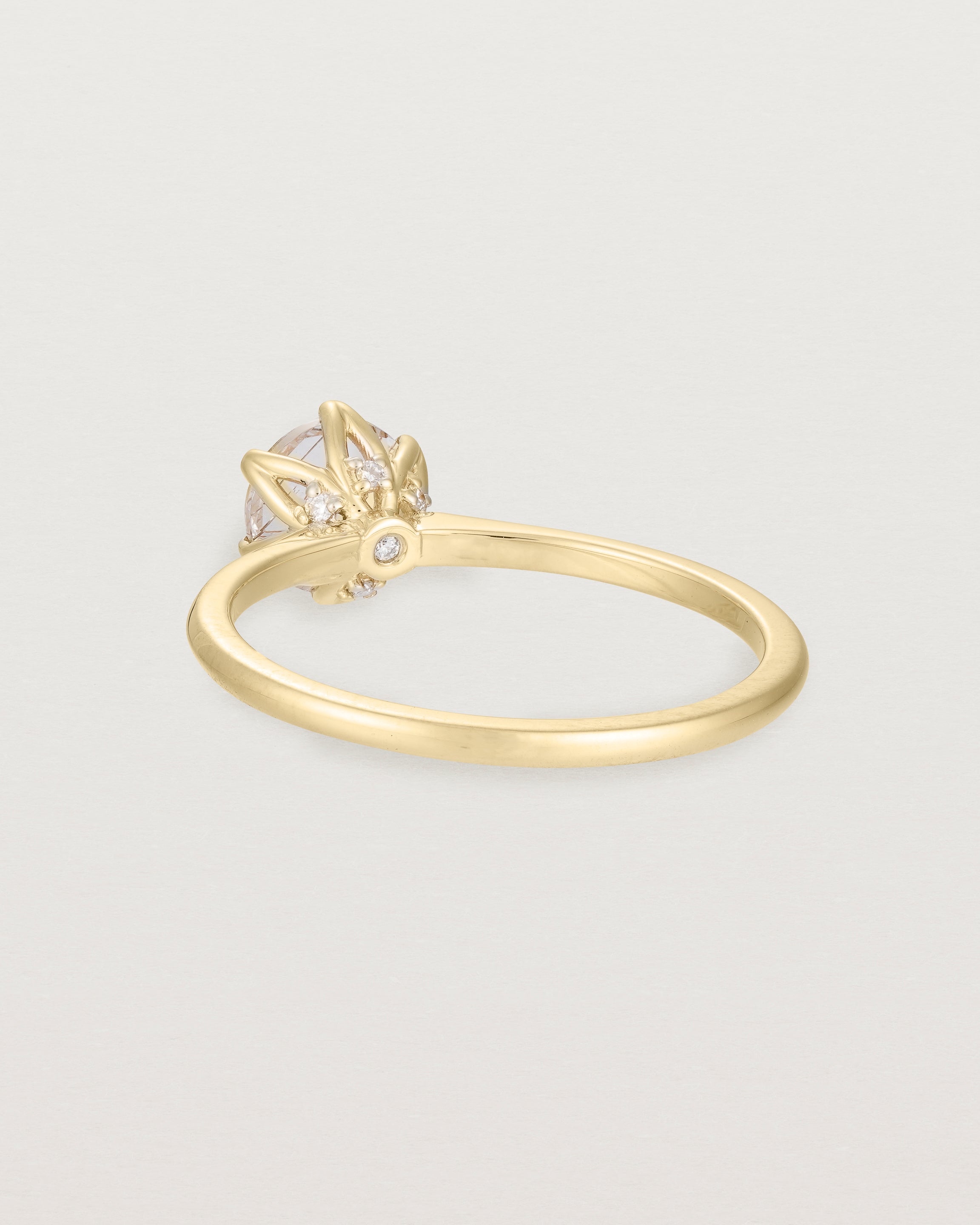 Back view of the Mandala Solitaire Ring | Rutilated Quartz & Diamonds | Yellow Gold.