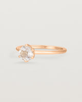 Angled view of the Mandala Solitaire Ring | Rutilated Quartz & Diamonds | Rose Gold.