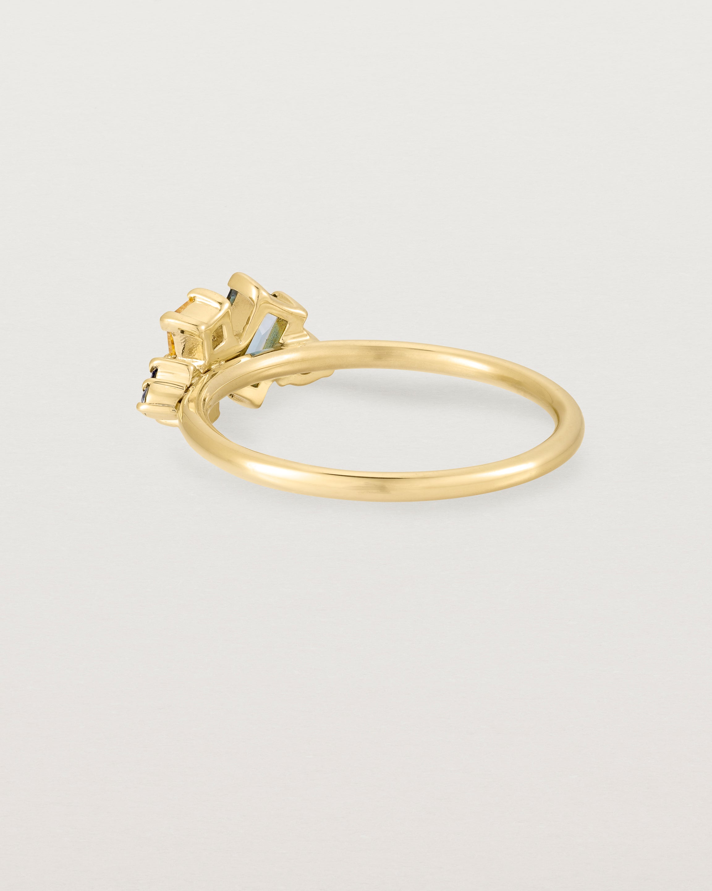 Back view of the Mei Cluster Ring | Coloured Stones in Yellow Gold.