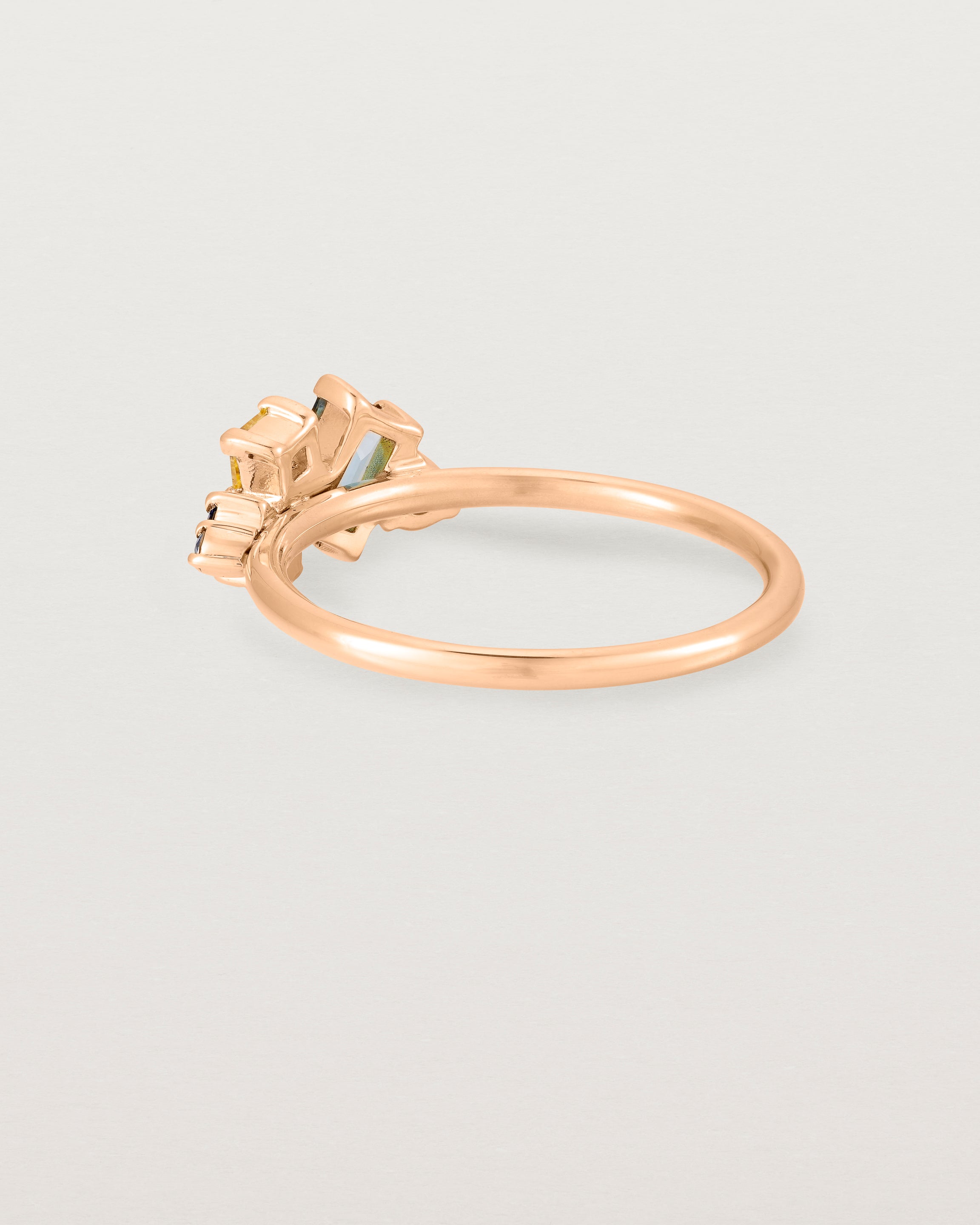 Back view of the Mei Cluster Ring | Coloured Stones in Rose Gold.