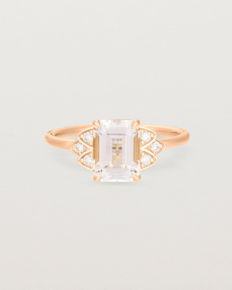 Front view of the Posie Ring | Morganite & Diamonds | Rose Gold.