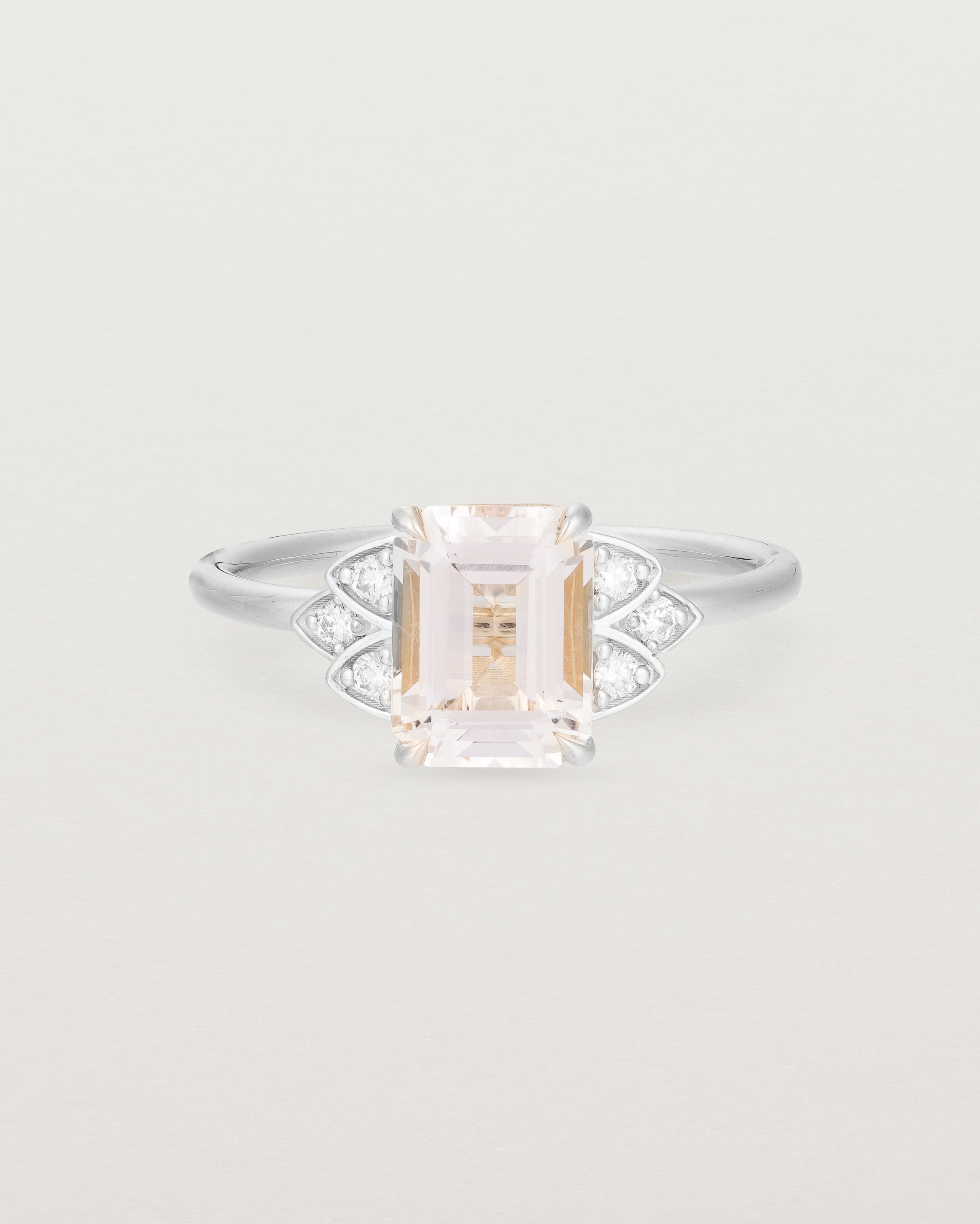 Front view of the Posie Ring | Morganite & Diamonds | White Gold.