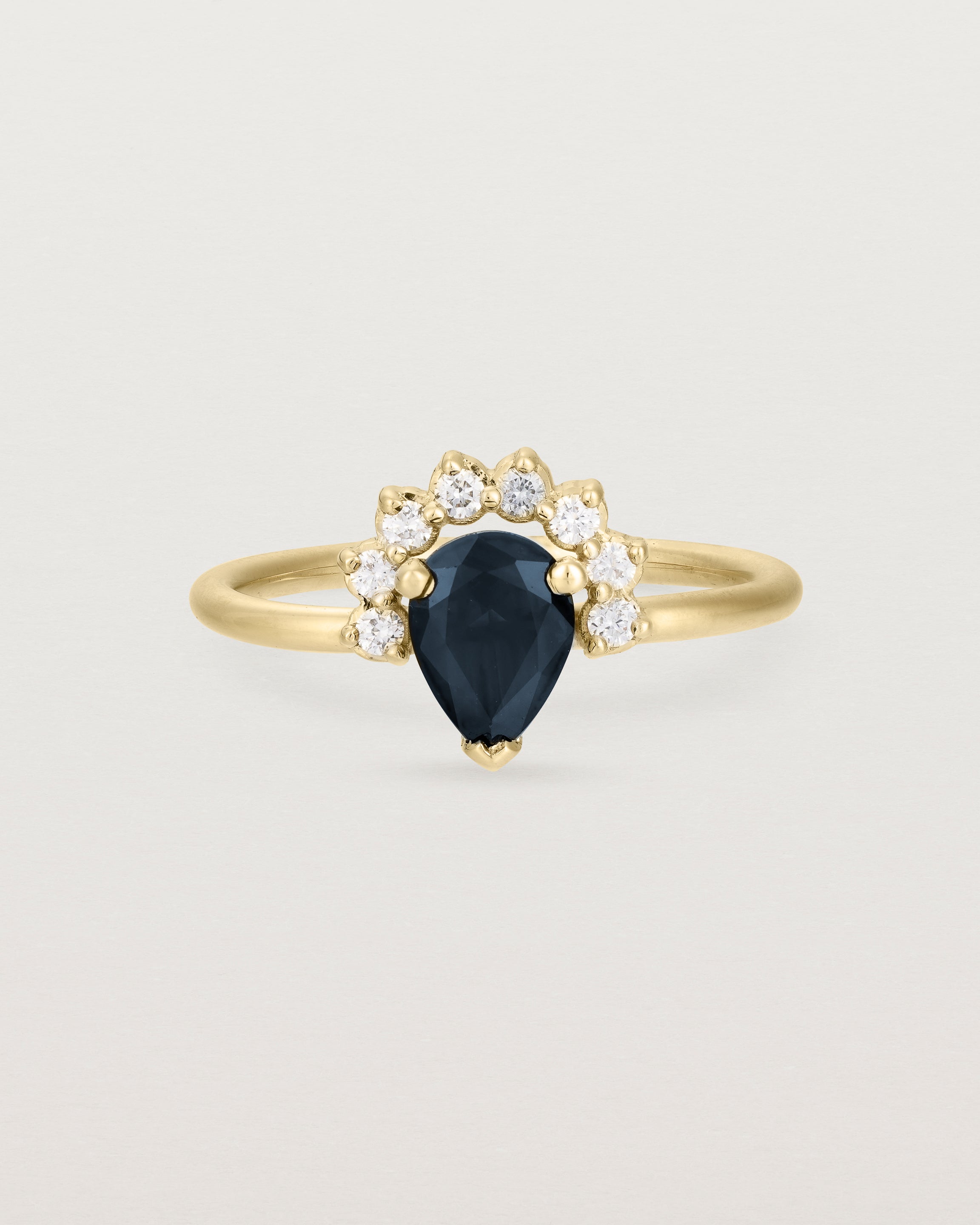 Front view of the Posie Ring | Rutilated Quartz & Diamonds | Yellow Gold.