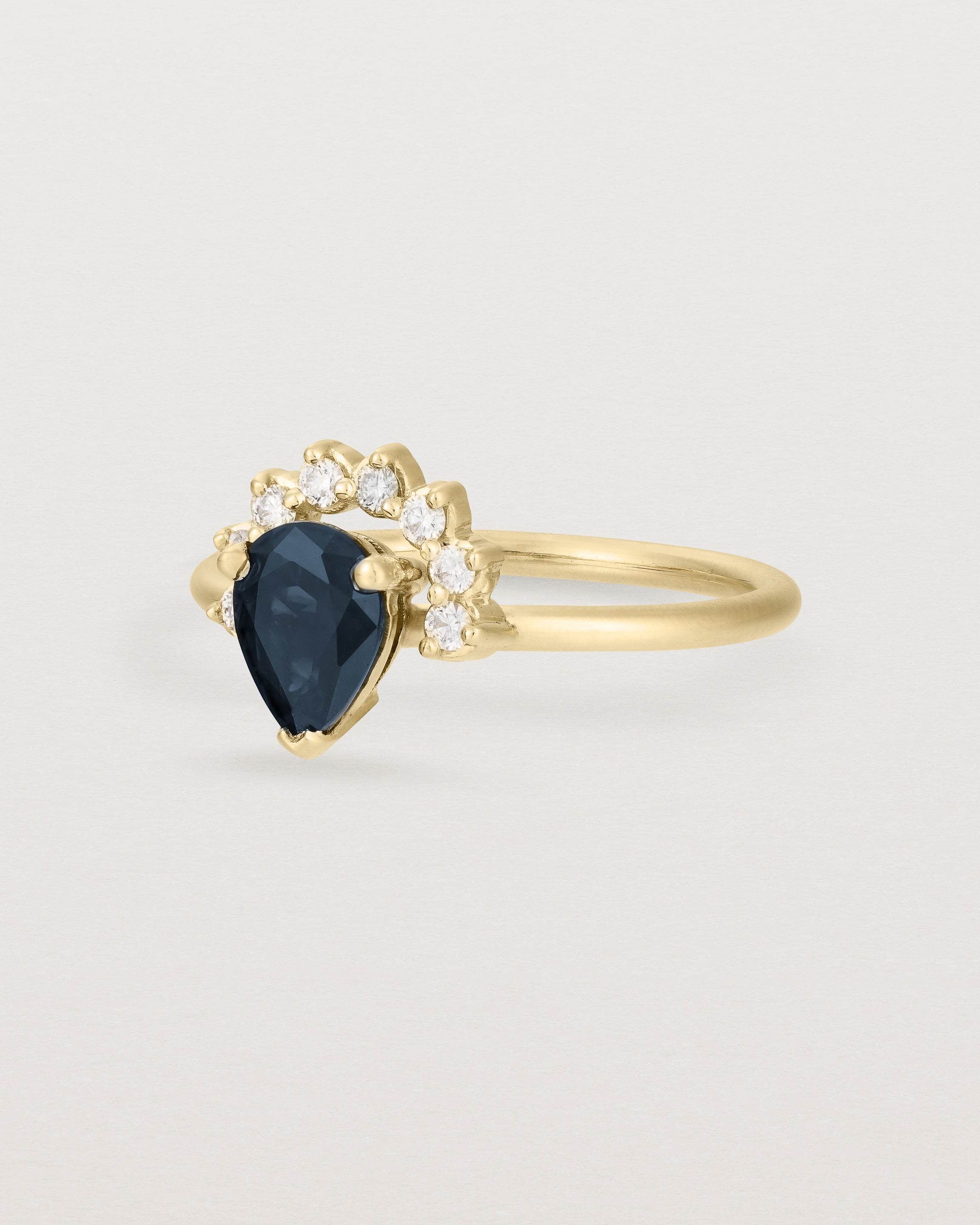 Angled view of the Posie Ring | Rutilated Quartz & Diamonds | Yellow Gold.