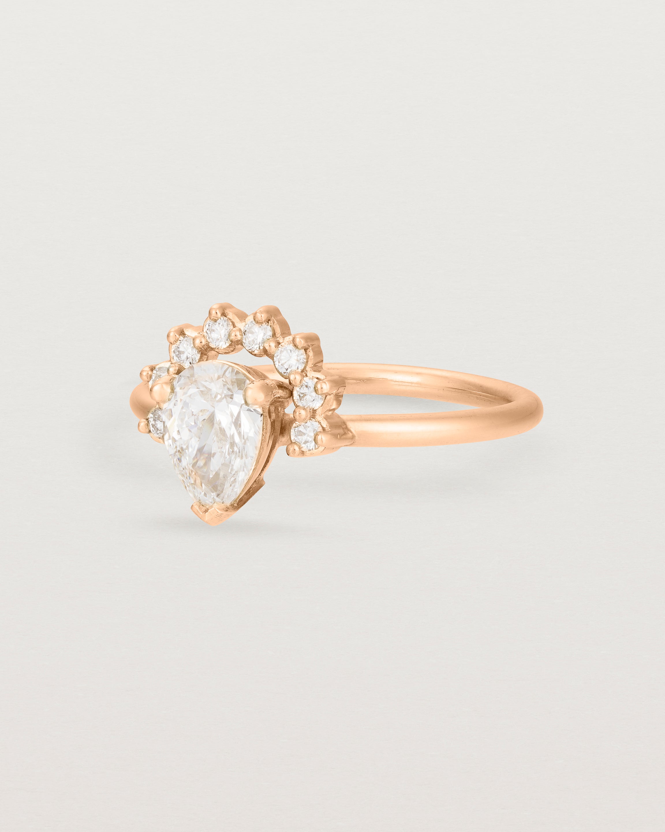 Angled view of the Rose Ring | Laboratory Grown Diamonds | Rose Gold.