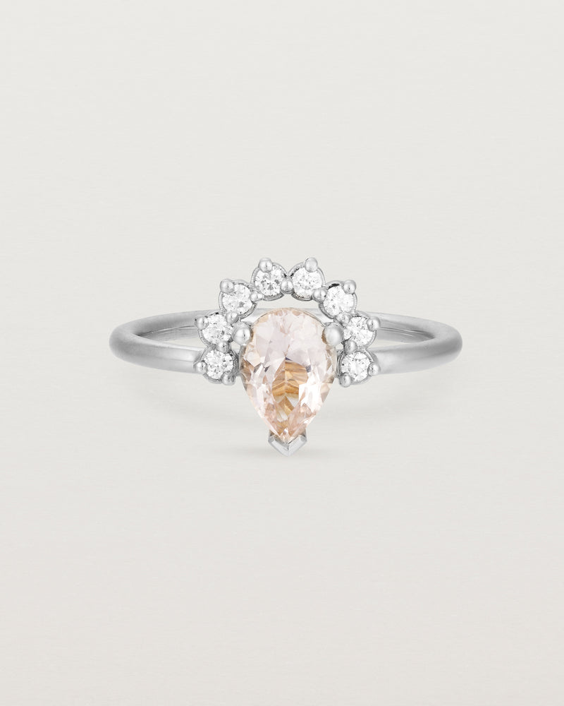 Front view of the Rose Ring | Morganite & Diamonds | White Gold.