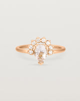 Front view of the Rose Ring | Morganite & Diamonds | Rose Gold.