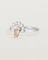 Angled view of the Rose Ring | Morganite & Diamonds | White Gold.