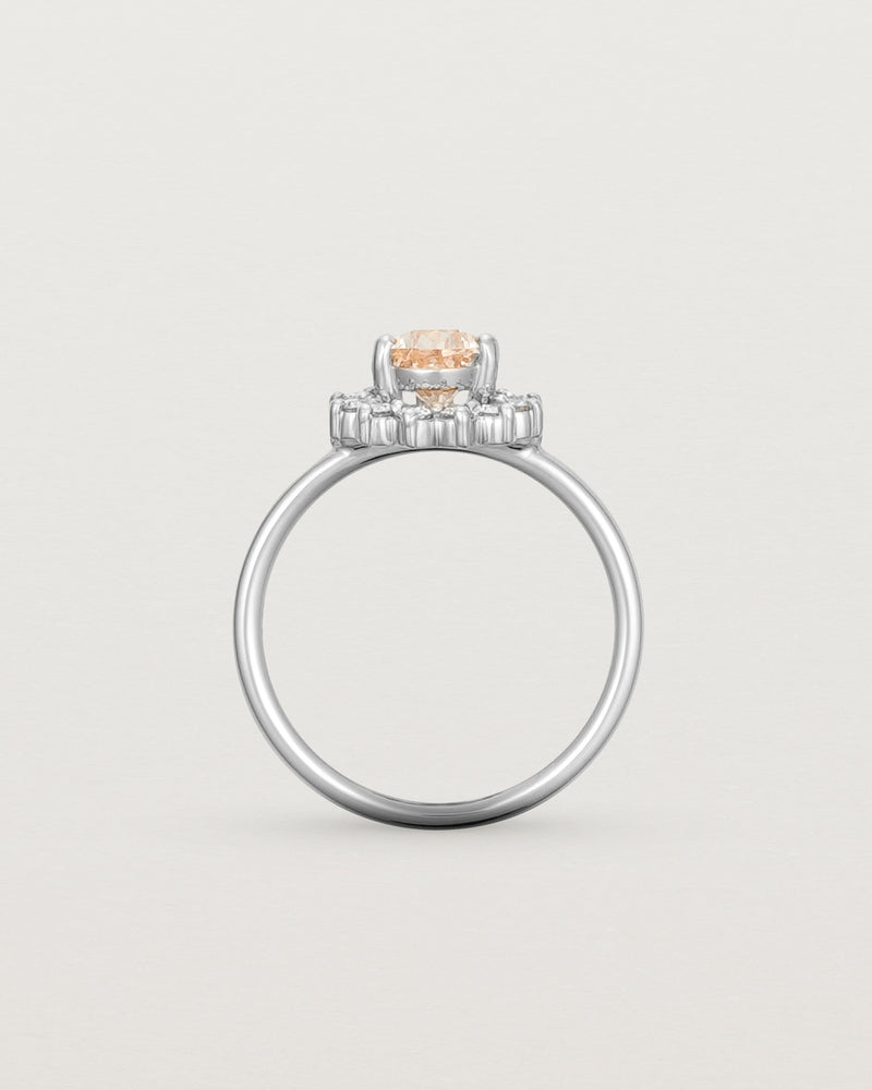 Standing view of the Rose Ring | Morganite & Diamonds | White Gold.
