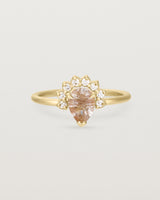 Front view of the Rose Ring | Rutilated Quartz & Diamonds | Yellow Gold.