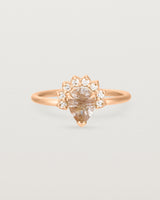 Front view of the Rose Ring | Rutilated Quartz & Diamonds | Rose Gold.
