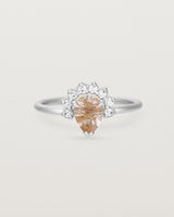 Front view of the Rose Ring | Rutilated Quartz & Diamonds | White Gold.