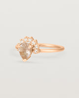 Angled view of the Rose Ring | Rutilated Quartz & Diamonds | Rose Gold.