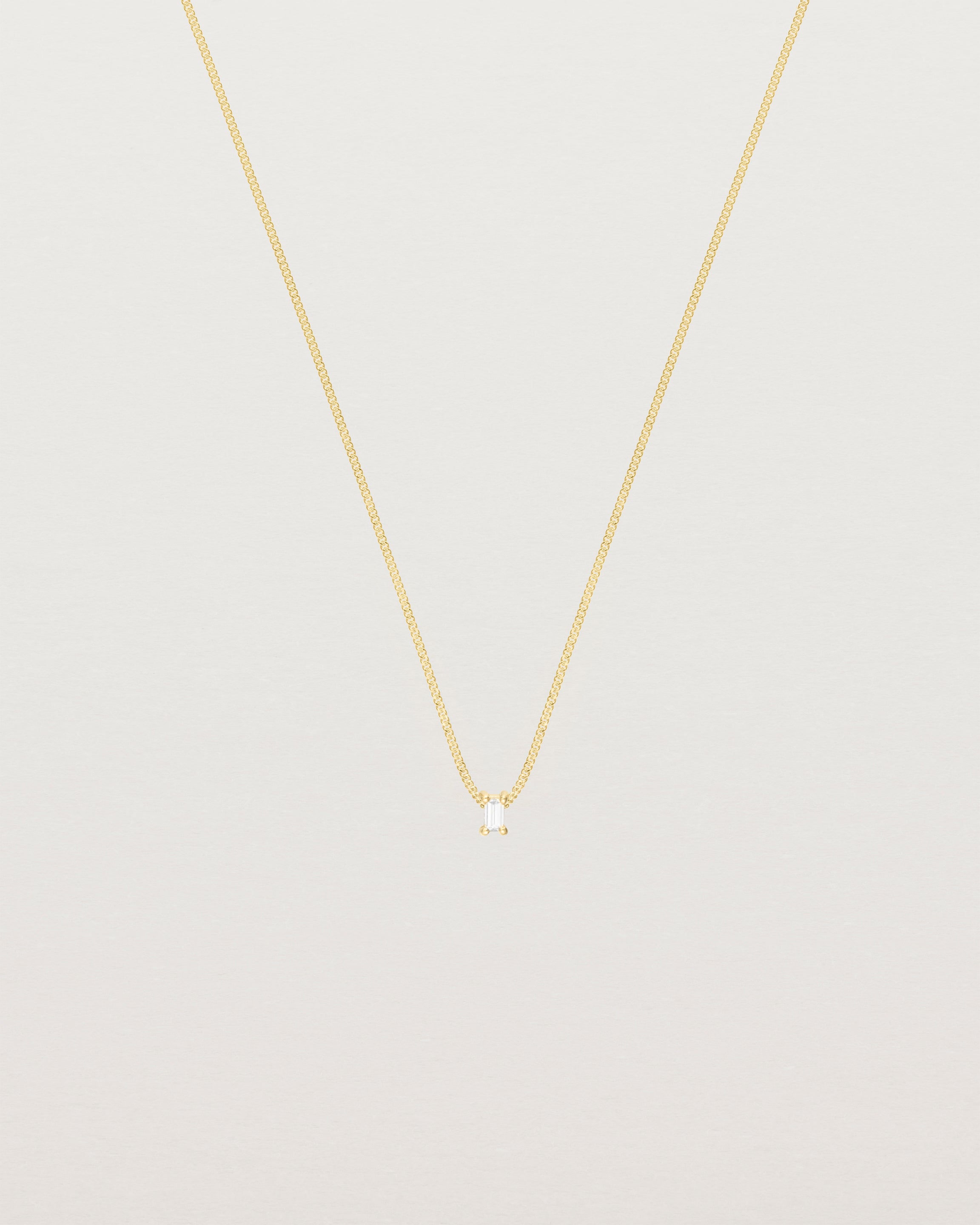 Front view of the Sena Slider Necklace with White Diamond in yellow gold.