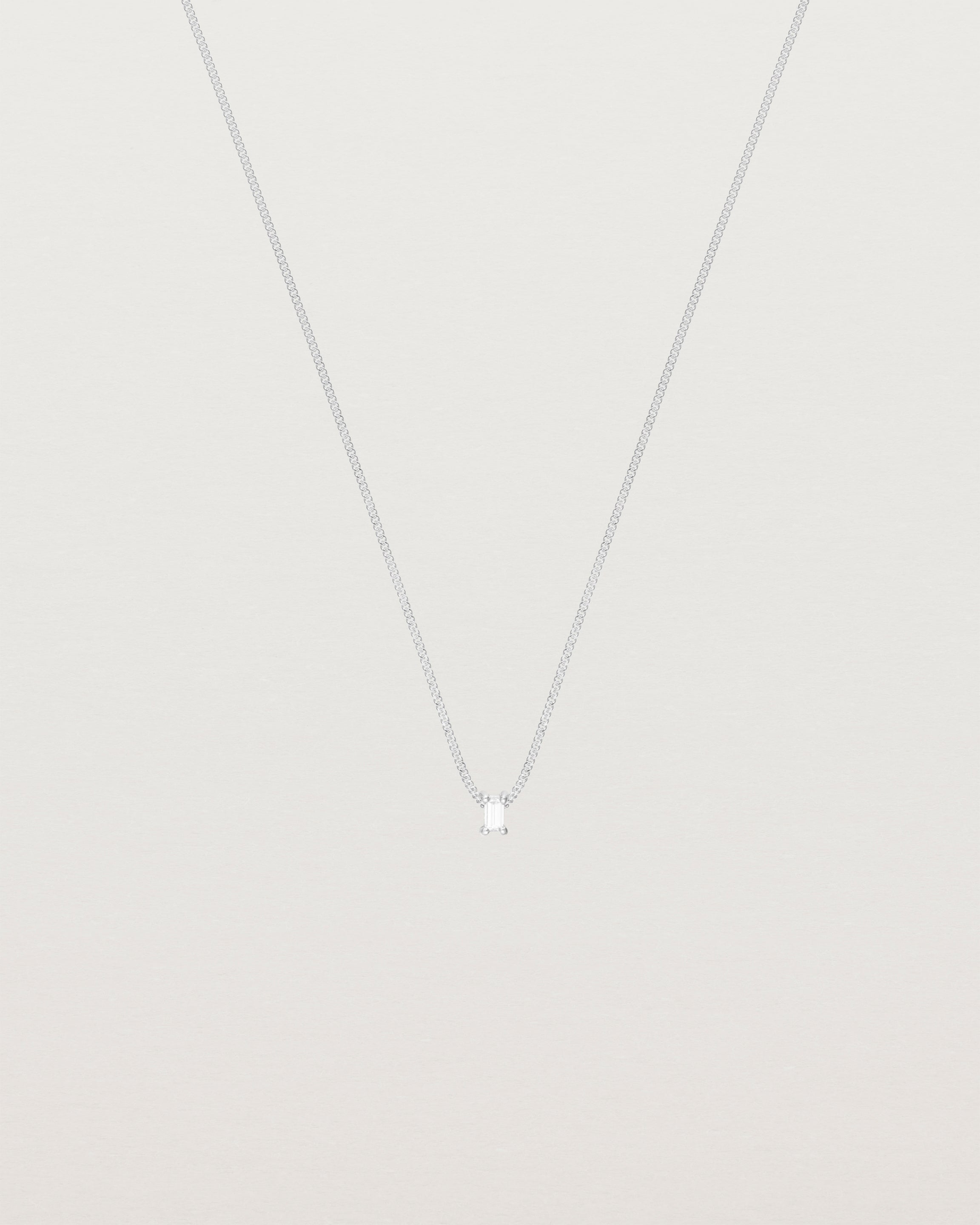Front view of the Sena Slider Necklace with White Diamond in White Gold.