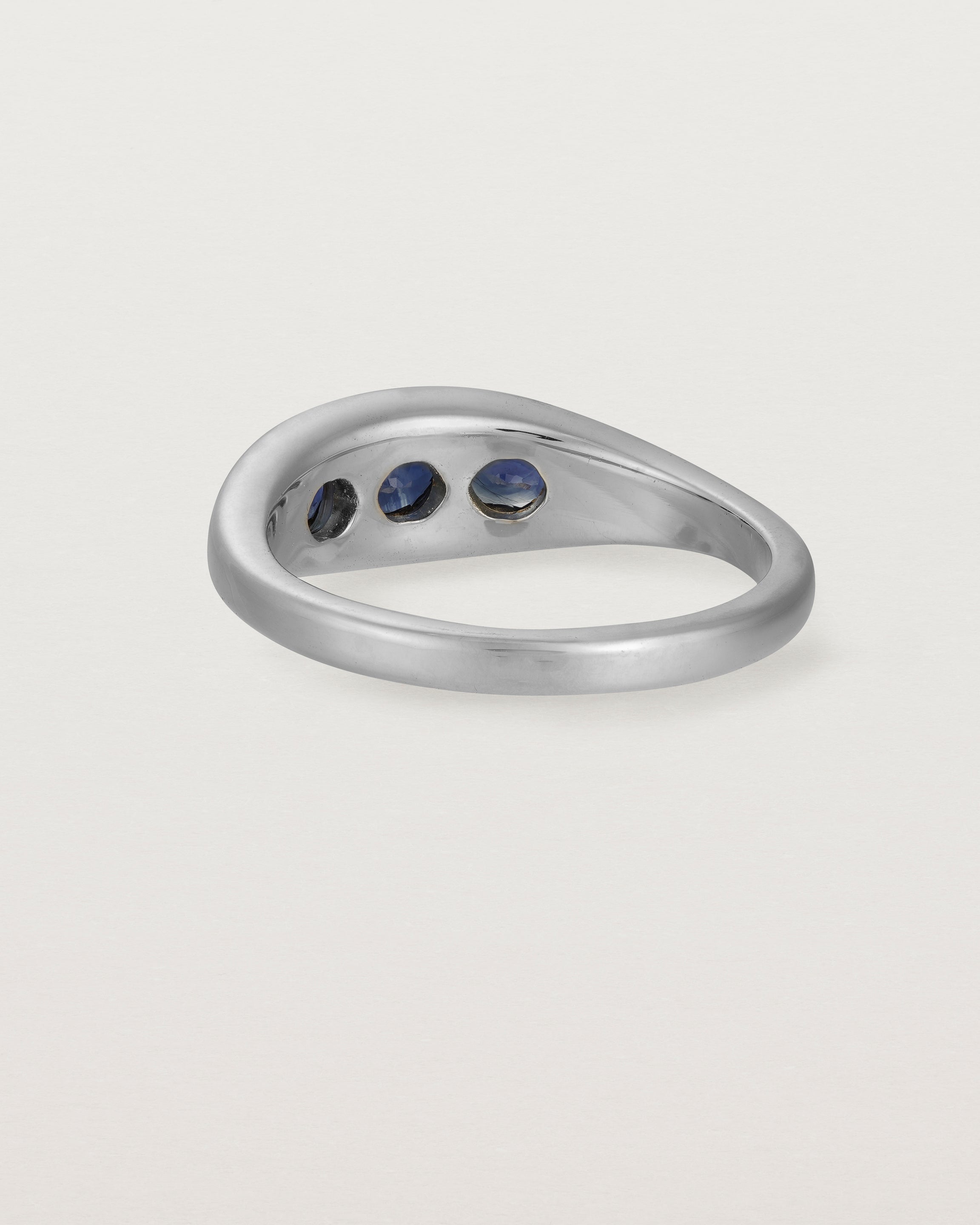 Back view of the Seule Trinity Ring | Australian Sapphires | White Gold.