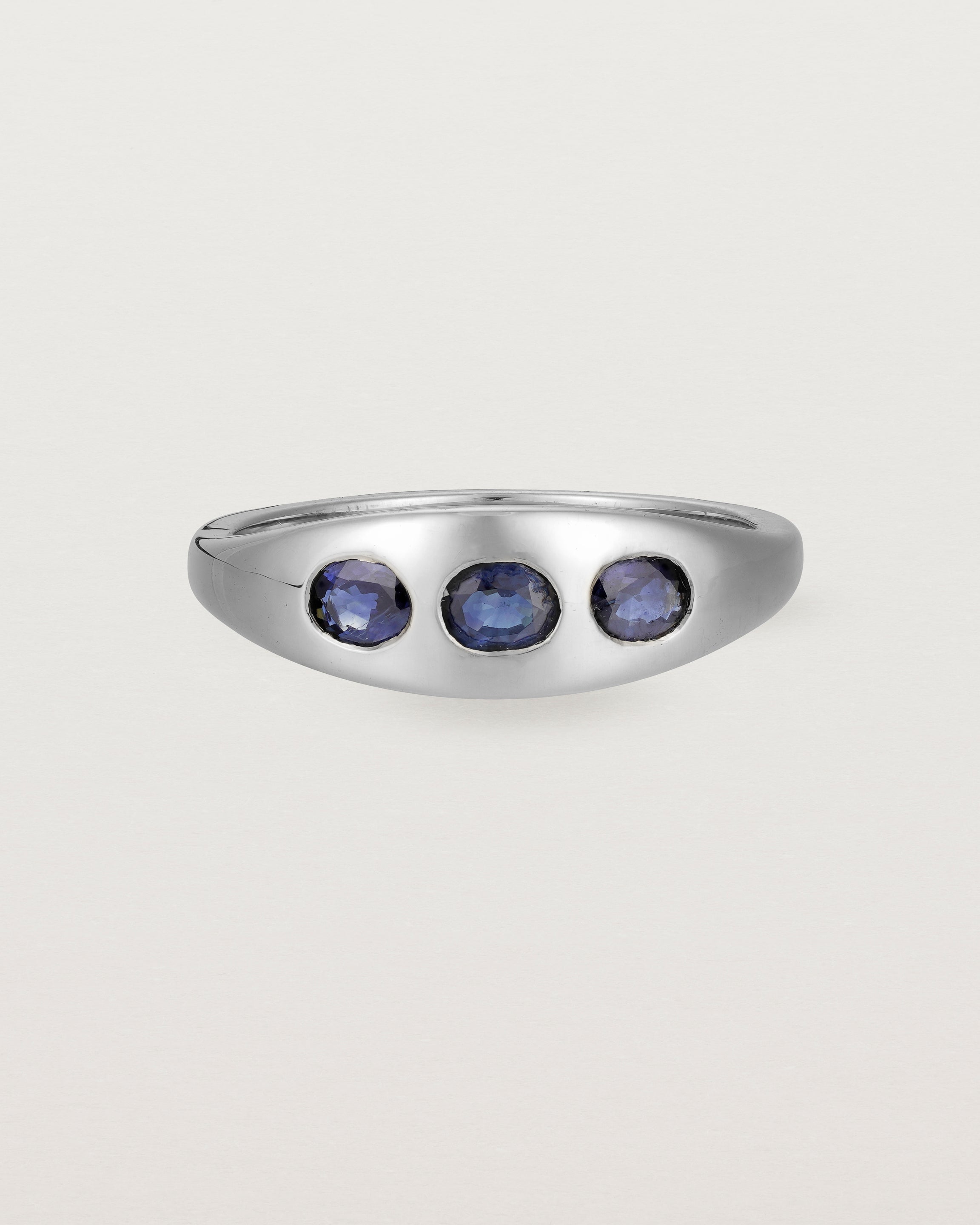 Front view of the Seule Trinity Ring | Australian Sapphires | White Gold.