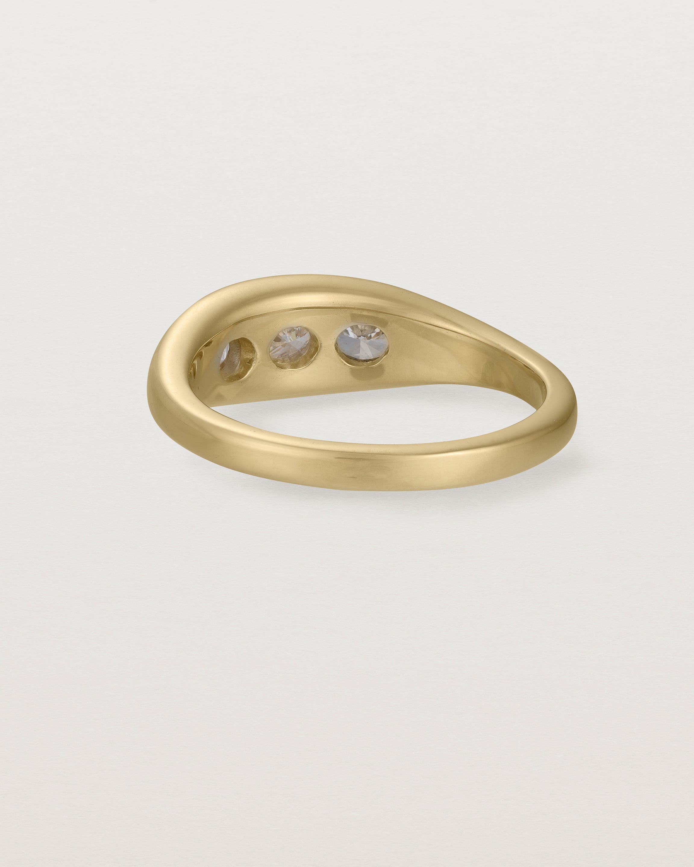 Back view of the Seule Trinity Ring | Diamonds | Yellow Gold.