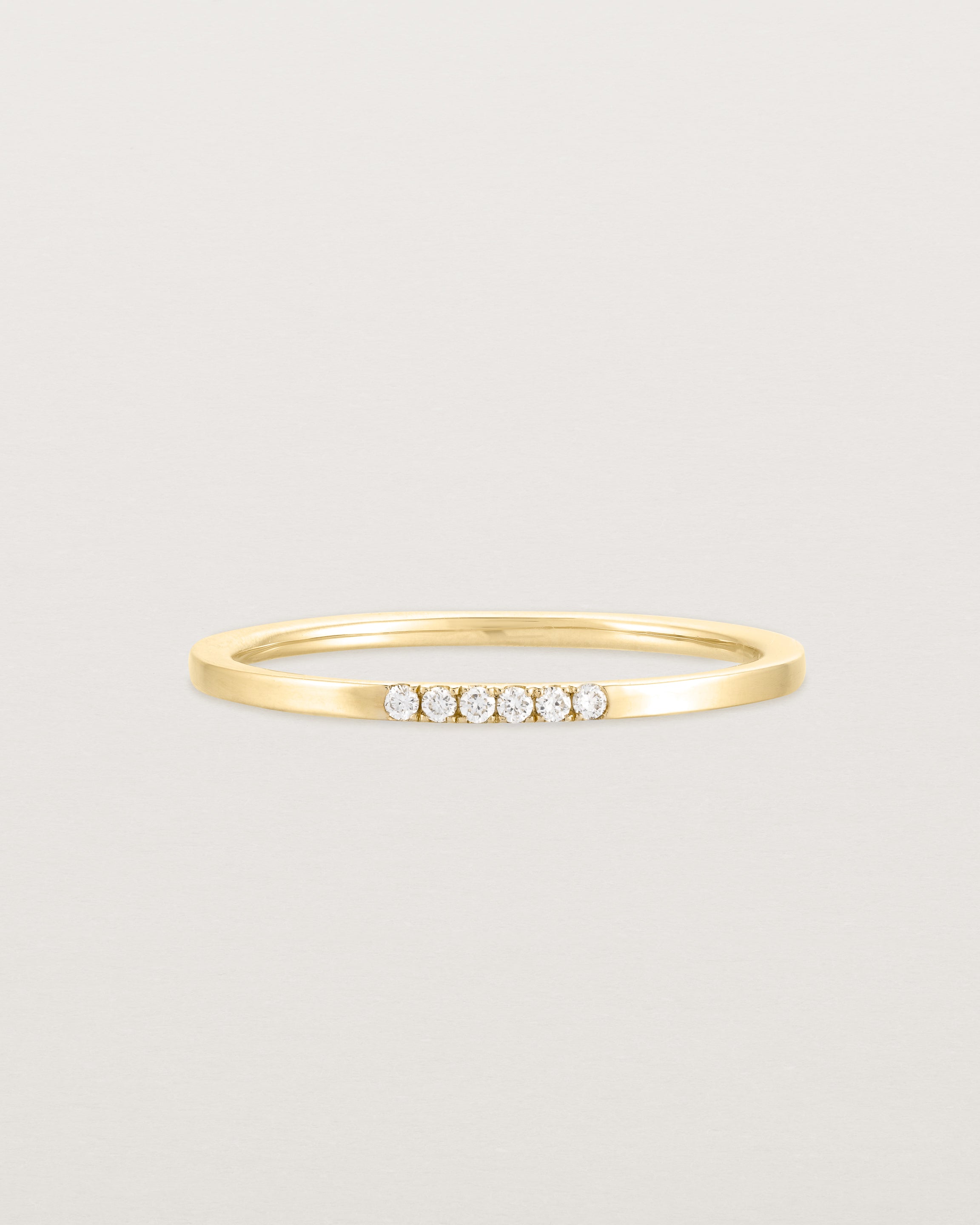 Front view of the Six Stone Queenie Ring | Diamonds in Yellow Gold.